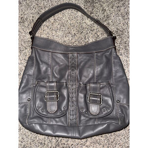 Women's Tignanello Grey Leather Shoulder Bag One Size